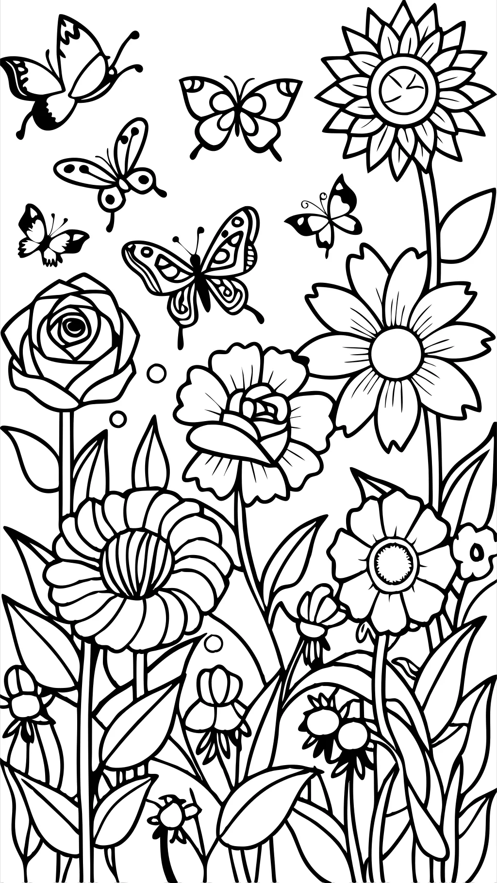 coloriage de jardin de fleurs